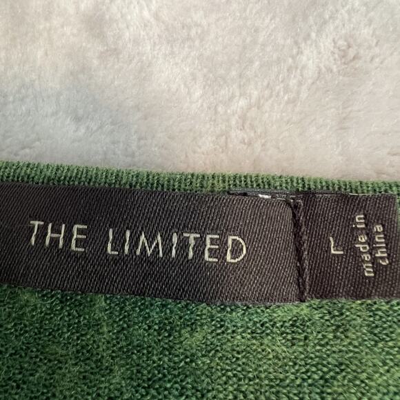 Y2K The Limited Sweater Womens Large Green Wool Blend Cardigan Preppy Schoolgirl - Picture 8 of 11